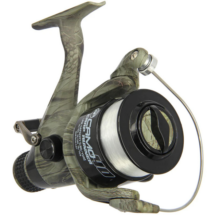 Angling Pursuits Camo 40 - 3BB Carp Runner Reel with 12lb Line and Spare Spool