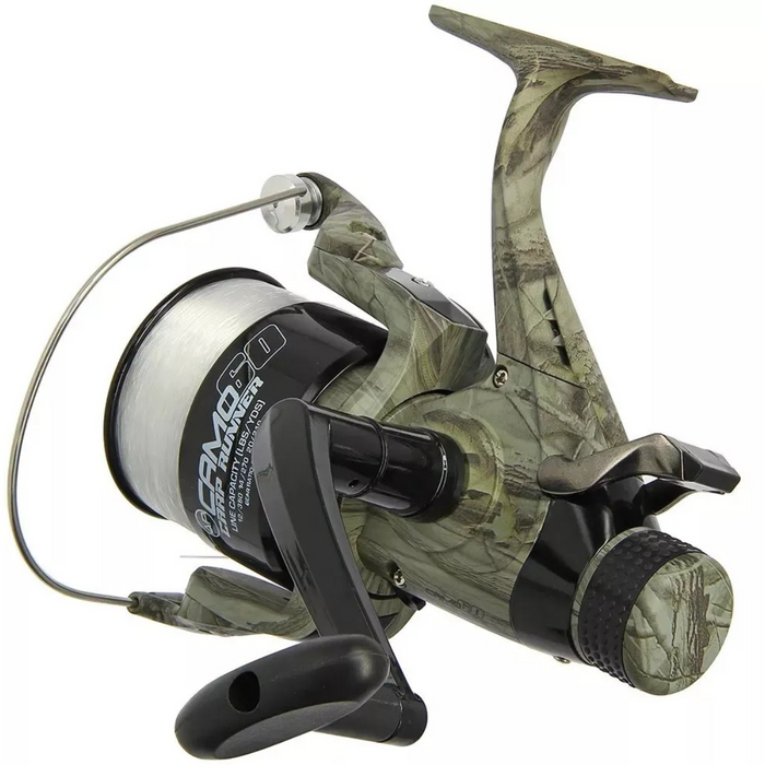 Angling Pursuits Camo 60 - 3BB Carp Runner Reel with 12lb Line and Spare Spool